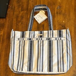 Jujube Super Be Blue White Striped Tote Bag, NWT, Large, Travel, Gym, Beach
